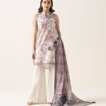 Textured Lawn Embroidered Purple 3 Piece Suit