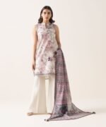 Textured Lawn Embroidered Purple 3 Piece Suit