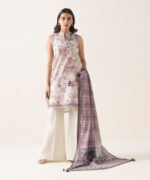 Textured Lawn Embroidered Purple 3 Piece Suit