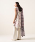 Textured Lawn Embroidered Purple 3 Piece Suit - Image 3