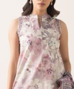 Textured Lawn Embroidered Purple 3 Piece Suit - Image 4