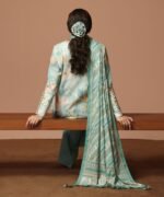 Textured Lawn Embroidered Blue 3 Piece Suit - Image 2