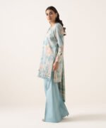 Textured Lawn Embroidered Blue 3 Piece Suit - Image 4