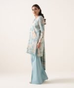 Textured Lawn Embroidered Blue 3 Piece Suit - Image 4