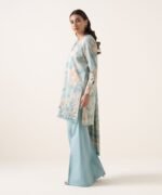Textured Lawn Embroidered Blue 3 Piece Suit - Image 4