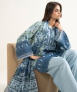 Lawn Embroidered Blue 3 Piece Suit - Image 2