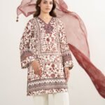 Lawn Embroidered Red 3 Piece Suit