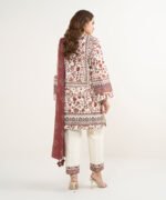 Lawn Embroidered Red 3 Piece Suit - Image 4