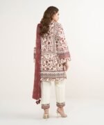 Lawn Embroidered Red 3 Piece Suit - Image 4