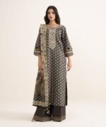 Zari Lawn Embroidered Brown 3 Piece Suit - Image 2
