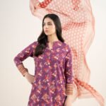 Lawn Embroidered Purple 3 Piece Suit