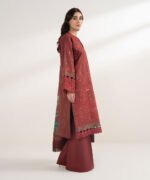 Cotton Embroidered Red 3 Piece Suit - Image 2
