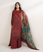 Cotton Embroidered Red 3 Piece Suit - Image 4