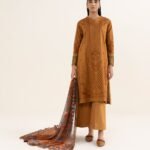 Lawn Printed Orange 3 Piece Suit