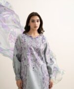 Textured Lawn Embroidered Grey 3 Piece Suit