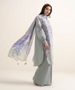 Textured Lawn Embroidered Grey 3 Piece Suit - Image 3