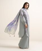 Textured Lawn Embroidered Grey 3 Piece Suit - Image 3