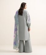 Textured Lawn Embroidered Grey 3 Piece Suit - Image 4