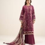 Textured Lawn Embroidered Pink 3 Piece Suit