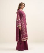 Textured Lawn Embroidered Pink 3 Piece Suit - Image 2