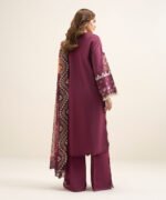 Textured Lawn Embroidered Pink 3 Piece Suit - Image 3