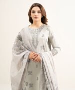 Textured Lawn Grey Embroidered 3 Piece Suit