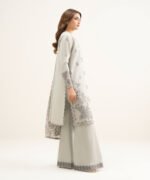 Textured Lawn Grey Embroidered 3 Piece Suit - Image 3