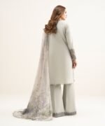 Textured Lawn Grey Embroidered 3 Piece Suit - Image 4
