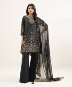 Zari Lawn Embroidered Black 3 Piece Suit
