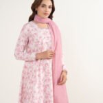 Zari Lawn Embroidered Pink 3 Piece Suit