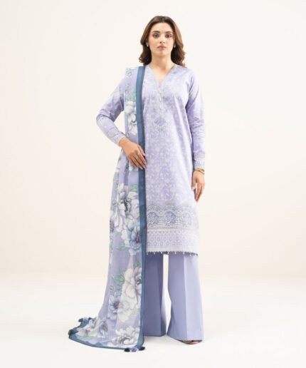 Lawn Purple Embroidered 3 Piece Suit