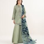 Lawn Embroidered Green 3 Piece Suit