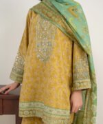 Lawn Embroidered Mustard 3 Piece Suit - Image 4