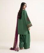 Textured Lawn Embroidered Green 3 Piece Suit - Image 4
