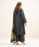 Cotton Jacquard Embroidered Grey 3 Piece Suit - Image 3