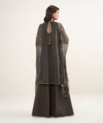 Textured Lawn Brown Embroidered 3 Piece Suit - Image 4