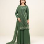 Textured Lawn Green Embroidered 3 Piece Suit