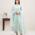 Lawn Embroidered Aqua 3 Piece Suit