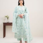 Lawn Embroidered Aqua 3 Piece Suit