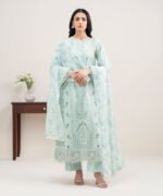 Lawn Embroidered Aqua 3 Piece Suit