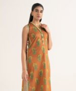 Lawn Printed Orange Shirt - Image 2