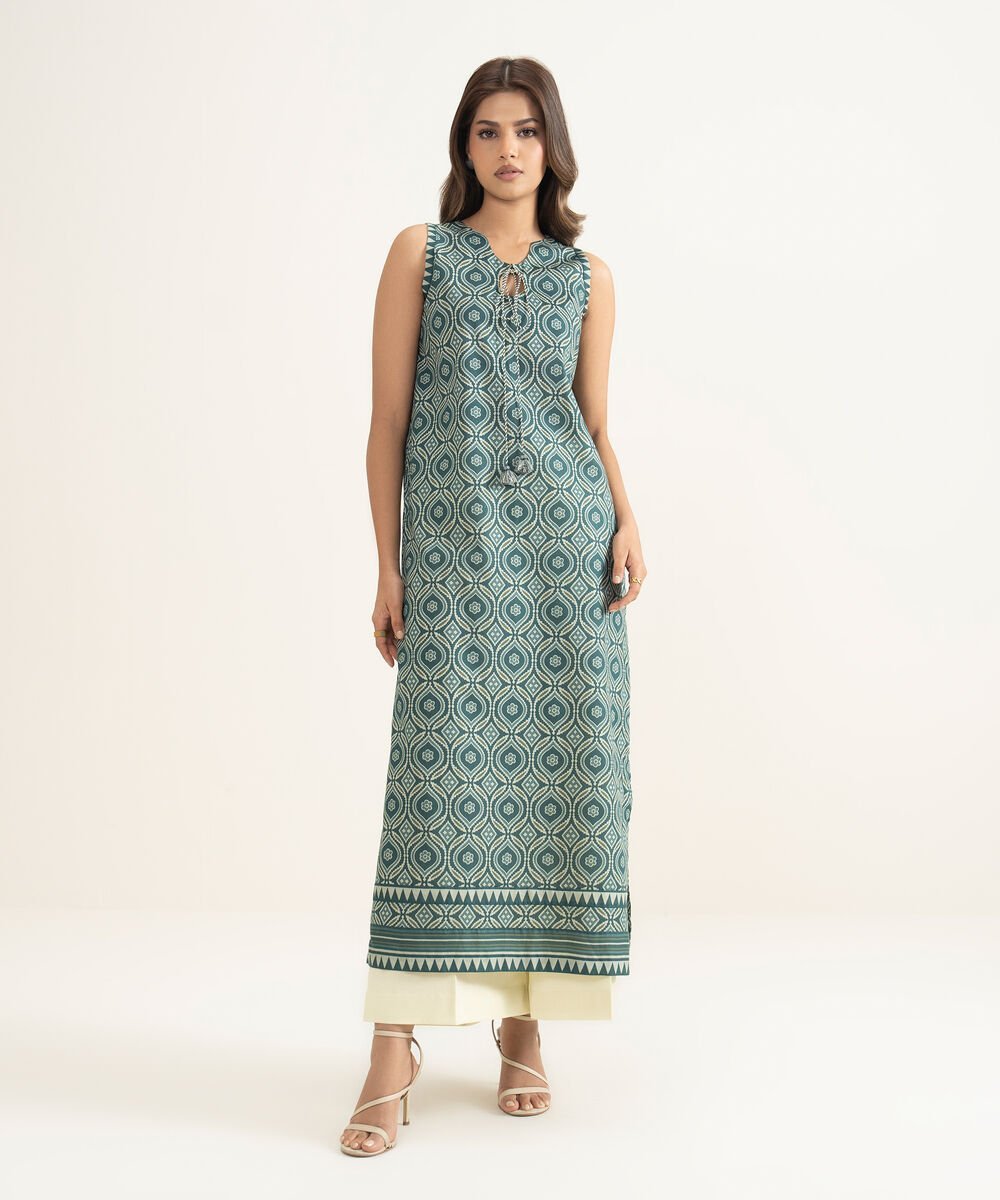 U1SDDS26V137_2-3.jpg Lawn Printed Green Shirt - Image 1