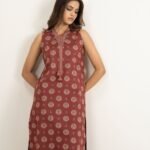 Lawn Printed Red Shirt