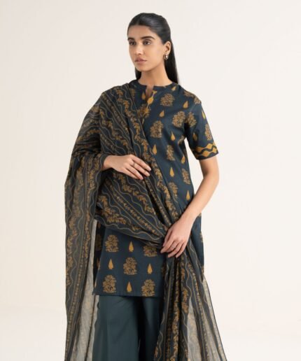 Lawn Printed Black 2 Piece Suit