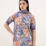 Cotton Printed Blue 2 Piece Suit