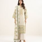 Lawn Printed Beige 3 Piece Suit