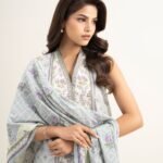 Lawn Printed Grey 3 Piece Suit