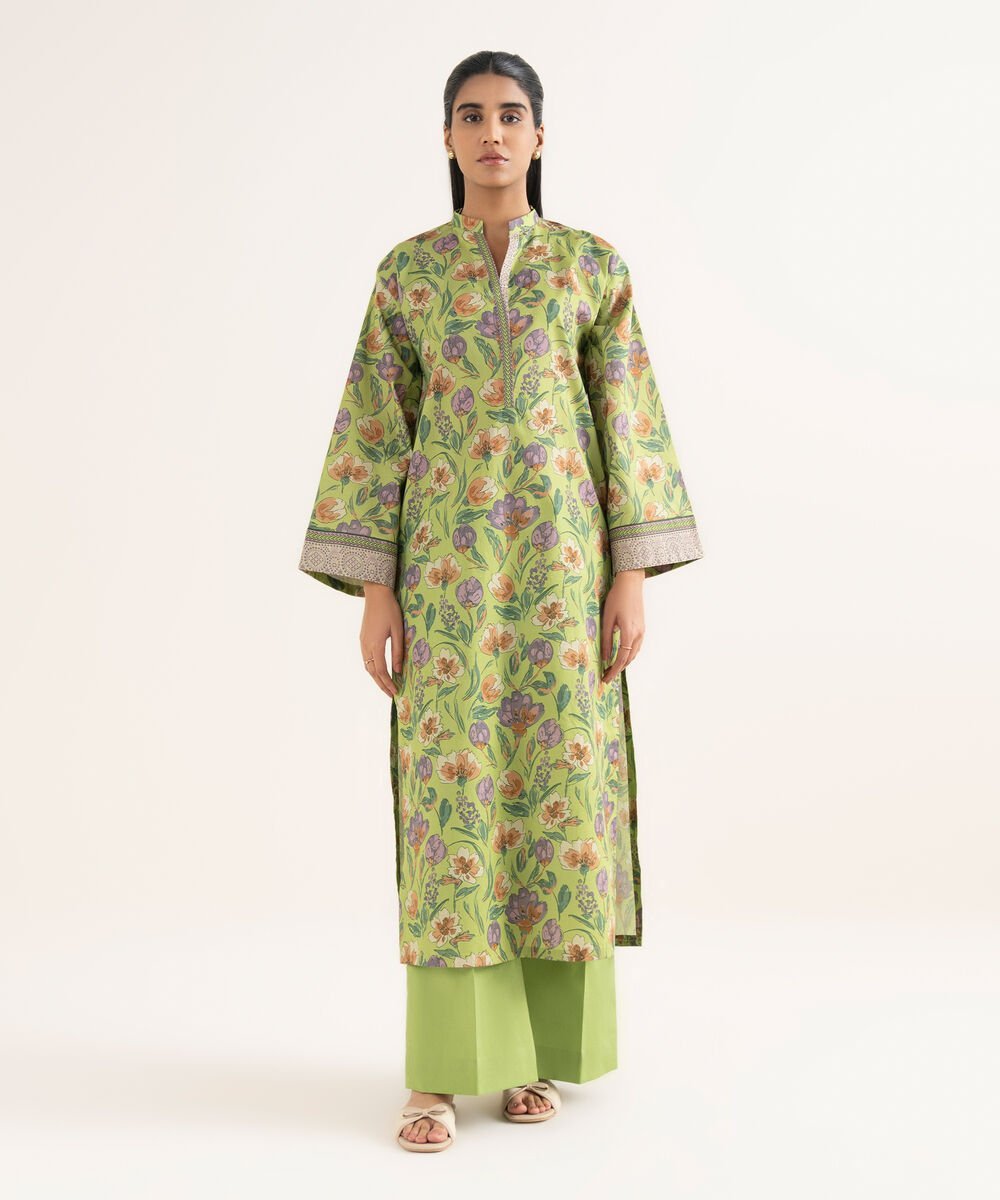 U2TDDS26V028_1 Lawn Printed Green 2 Piece Suit - Image 1