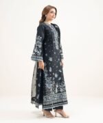 Fine Cotton Satin Embroidered Black 3 Piece Suit - Image 2