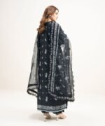 Fine Cotton Satin Embroidered Black 3 Piece Suit - Image 3